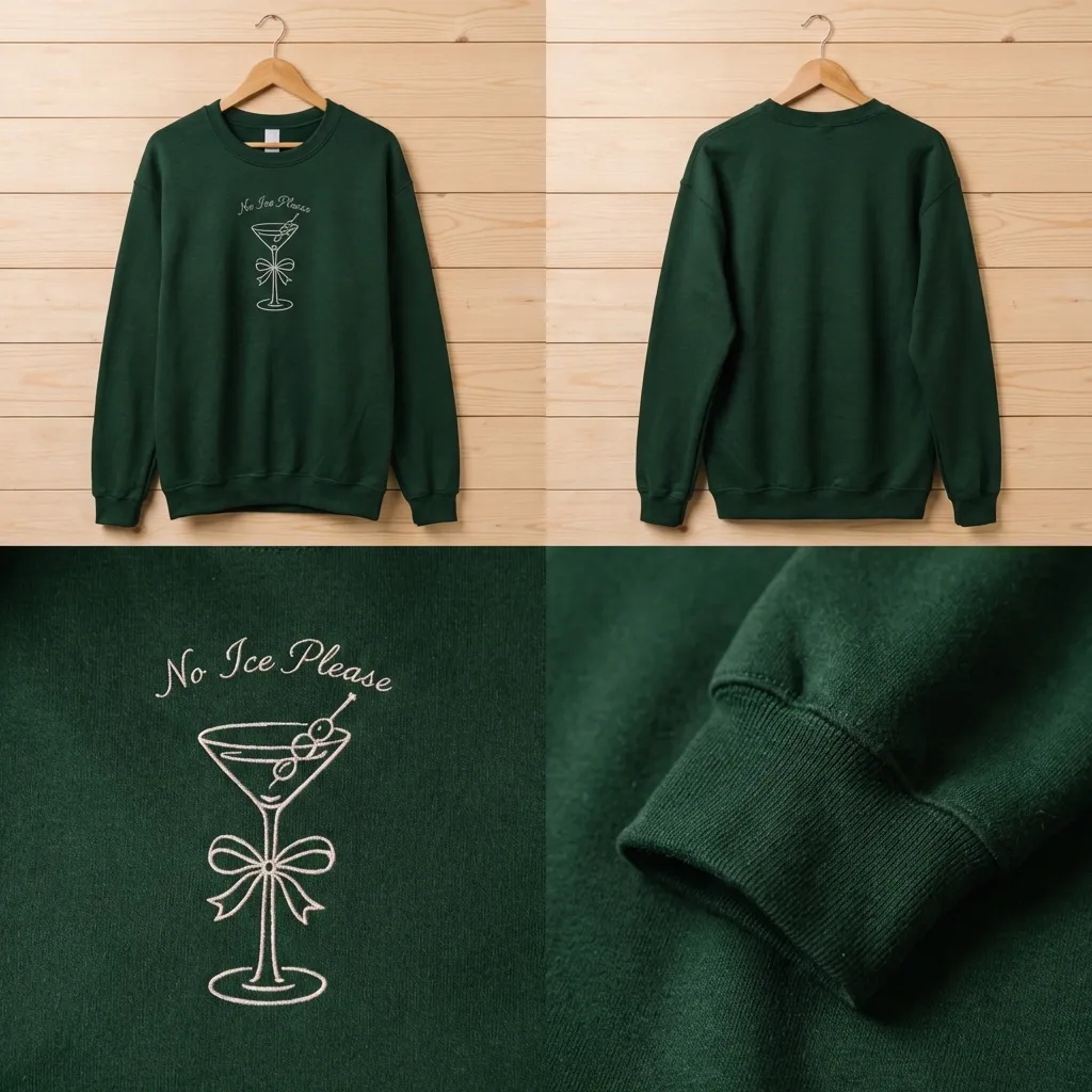 Embroidered No Ice Martini Sweatshirt, Anti ICE Protest Top