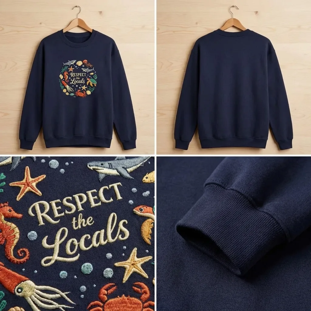 Embroidered Ocean Animal Shirt, Protect The Marine Wildlife Crew