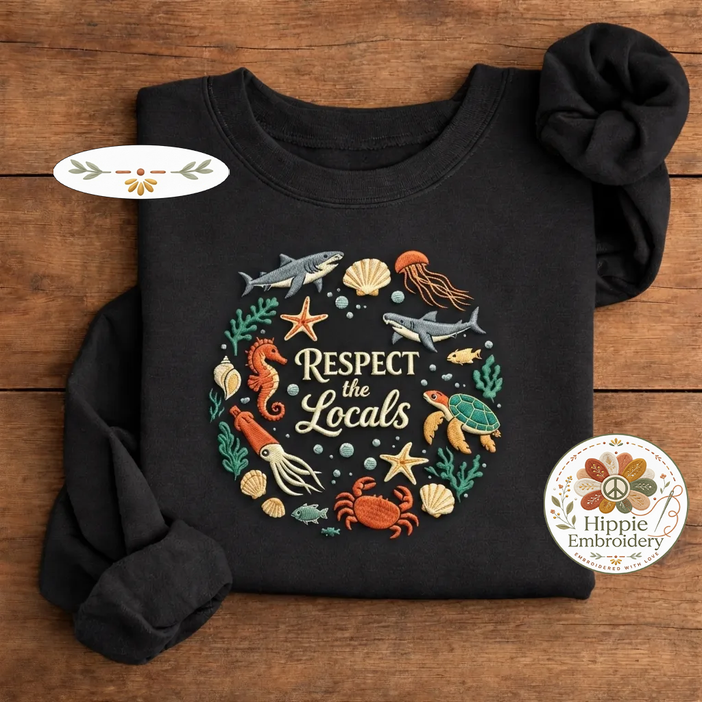Embroidered Ocean Animal Shirt, Protect The Marine Wildlife Crew
