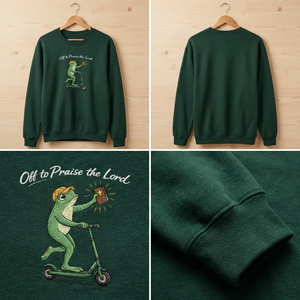 Embroidered Off To Praise The Lord Sweatshirt, Frog Top