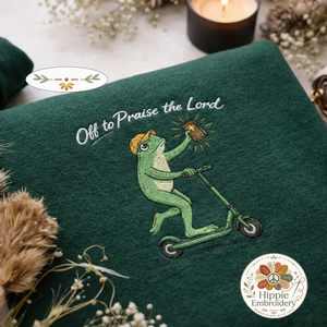 Embroidered Off To Praise The Lord Sweatshirt, Frog Top