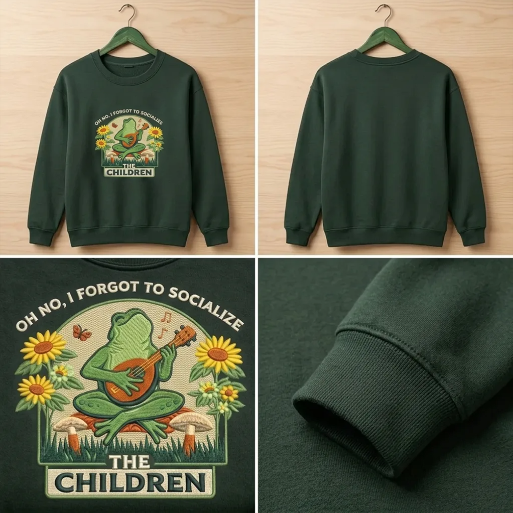 Embroidered Oh No I Forgot To Socialize Sweatshirt, Funny Mom Crew