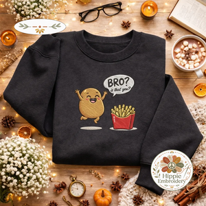 Embroidered Potato French Fries Sweatshirt, Funny Foodie Top