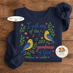 Embroidered Psalm 89:1 Christian Sweatshirt, Faith Floral Crew