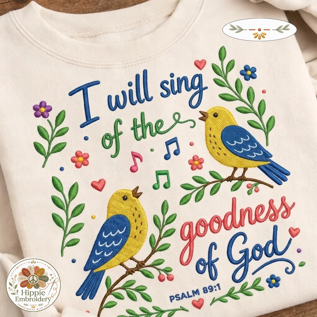 Embroidered Psalm 89:1 Christian Sweatshirt, Faith Floral Crew