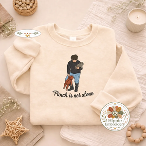 Embroidered Punch Is Not Alone Sweatshirt, Viral Monkey Top