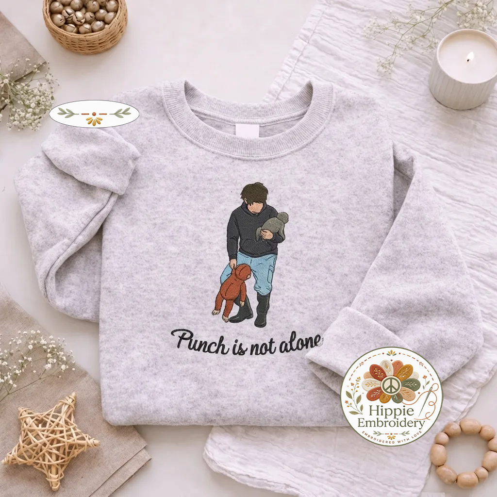 Embroidered Punch Is Not Alone Sweatshirt, Viral Monkey Top