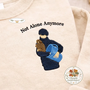Embroidered Punch Monkey Hugging Human Sweatshirt, Cute Top