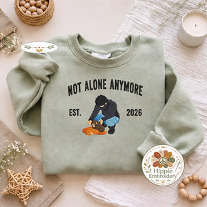 Embroidered Punch Monkey Not Alone Sweatshirt, Viral Top