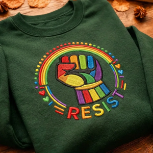 Embroidered Resist Sweatshirt, Feminist Protest Equal Top