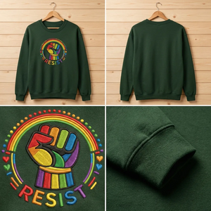 Embroidered Resist Sweatshirt, Feminist Protest Equal Top