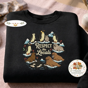 Embroidered Respect The Locals Shirt, Antarctic Animals Polar Crew