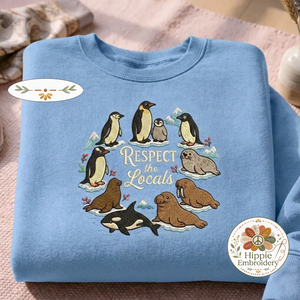 Embroidered Respect The Locals Shirt, Antarctic Animals Polar Crew
