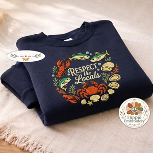 Embroidered Respect The Locals Shirt, Seafood Marine Wildlife Crew