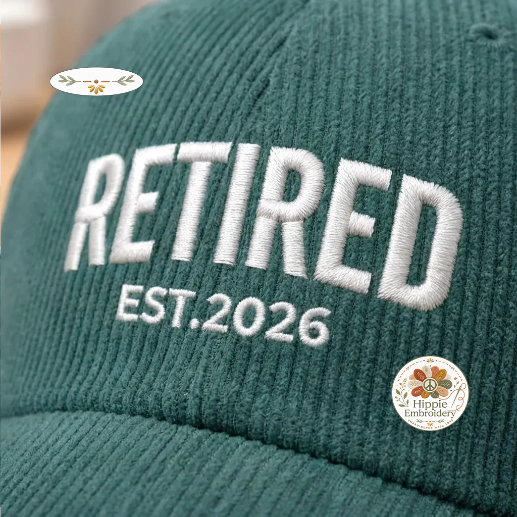 Embroidered Retired Corduroy Hat, Funny Retirement Cap