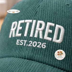 Embroidered Retired Corduroy Hat, Funny Retirement Cap
