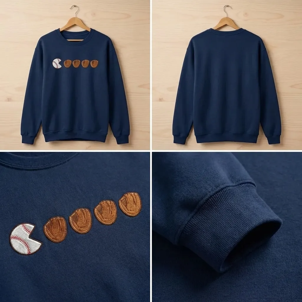 Embroidered Retro Baseball Sweatshirt, Funny Glove Game Day Shirt