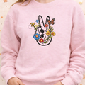 Embroidered Retro Hippie Girl Sweatshirt, 70s Boho Flower Shirt