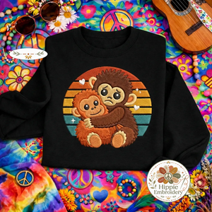 Embroidered Stay Kind Baby Monkey Sweatshirt, Animal Lover Top