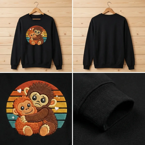 Embroidered Stay Kind Baby Monkey Sweatshirt, Animal Lover Top