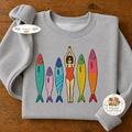 Embroidered Sardine Sweatshirt, Coastal Boho Tinned Fish Crewneck