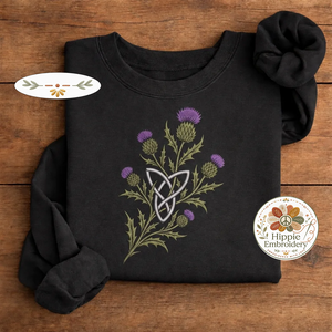 Embroidered Scottish Thistle Grunge Sweatshirt, Celtic Knot Crew