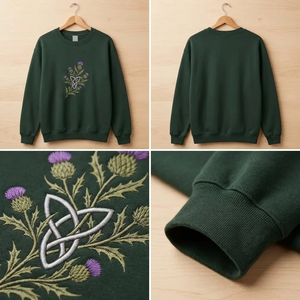 Embroidered Scottish Thistle Grunge Sweatshirt, Celtic Knot Crew