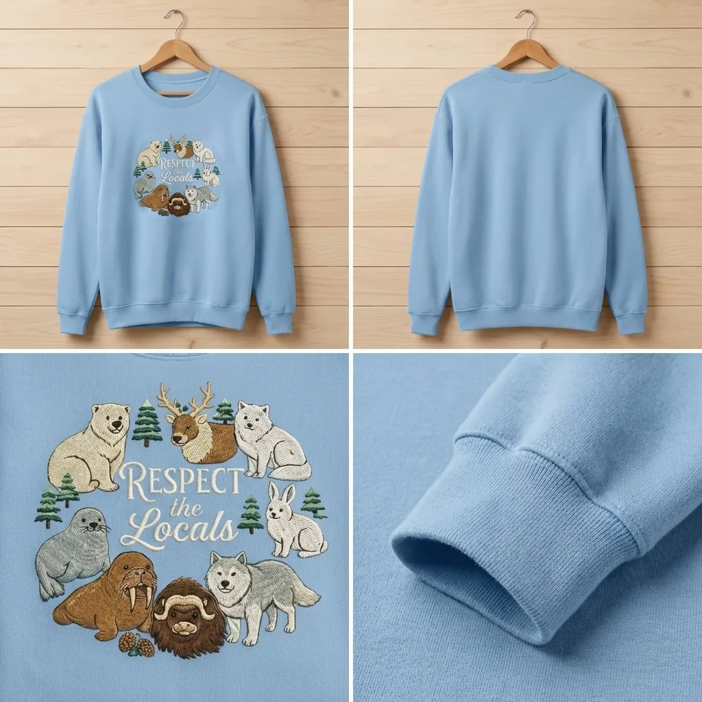 Embroidered Sea Animal Sweatshirt, Marine Life Ocean Wildlife Crew