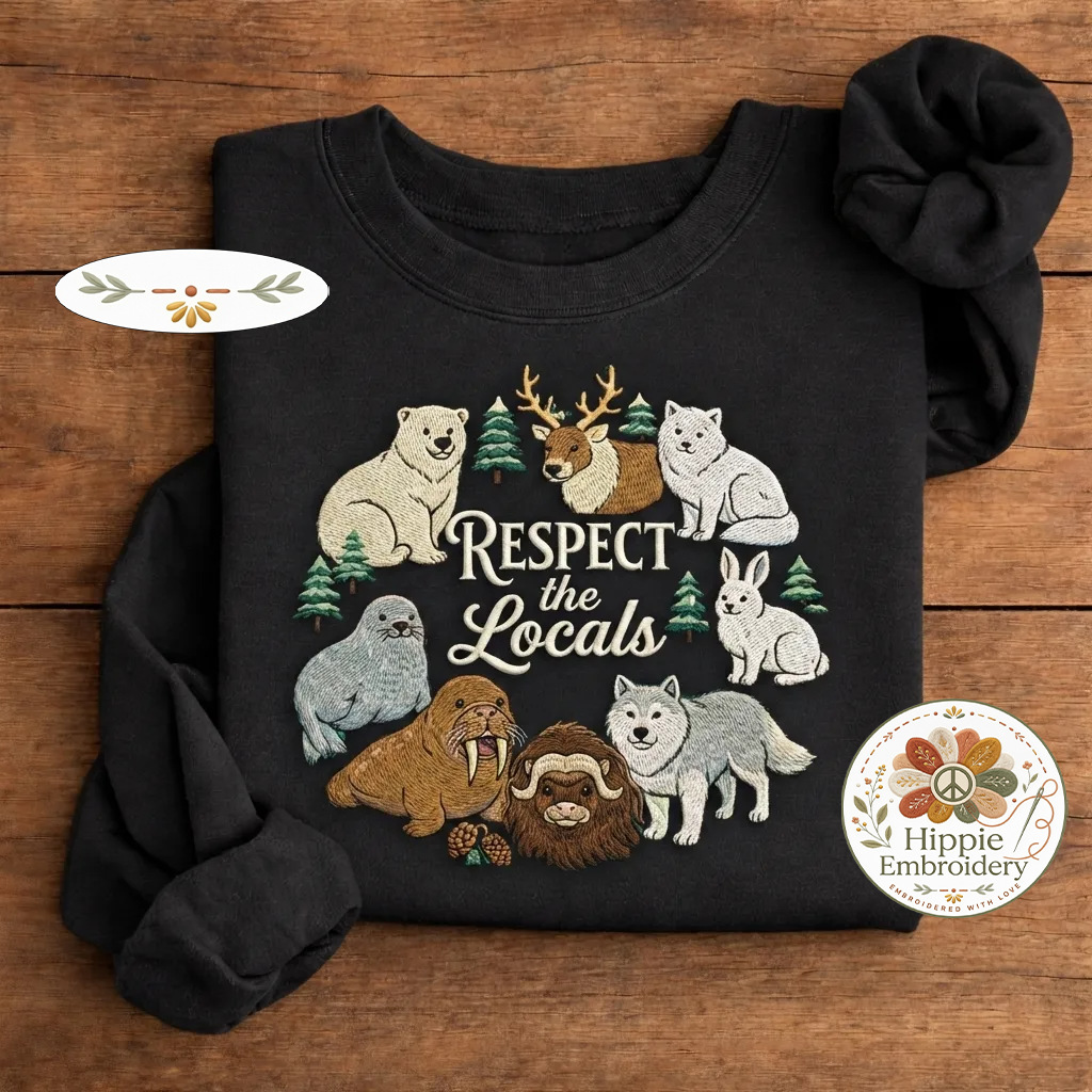 Embroidered Sea Animal Sweatshirt, Marine Life Ocean Wildlife Crew