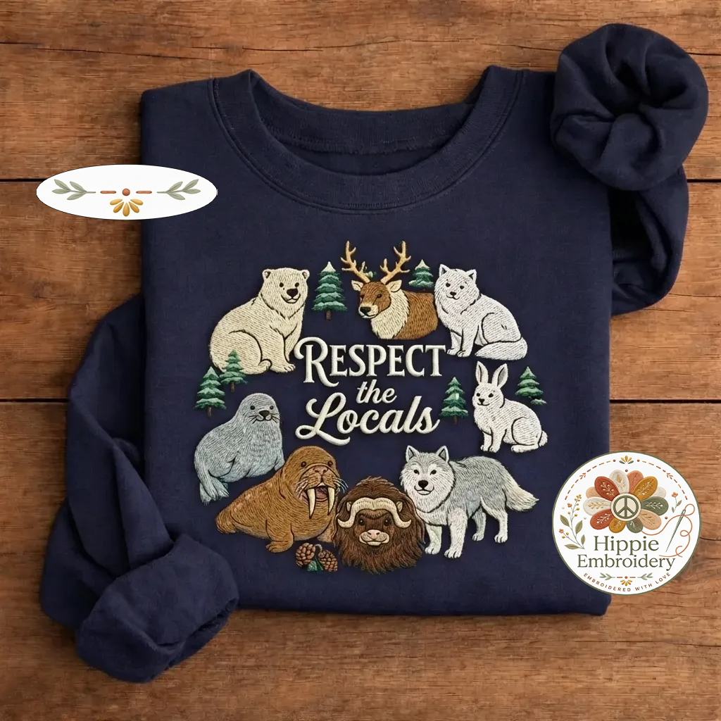 Embroidered Sea Animal Sweatshirt, Marine Life Ocean Wildlife Crew