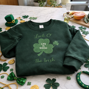 Embroidered Shamrock Sweatshirt, Luck O The Irish Top