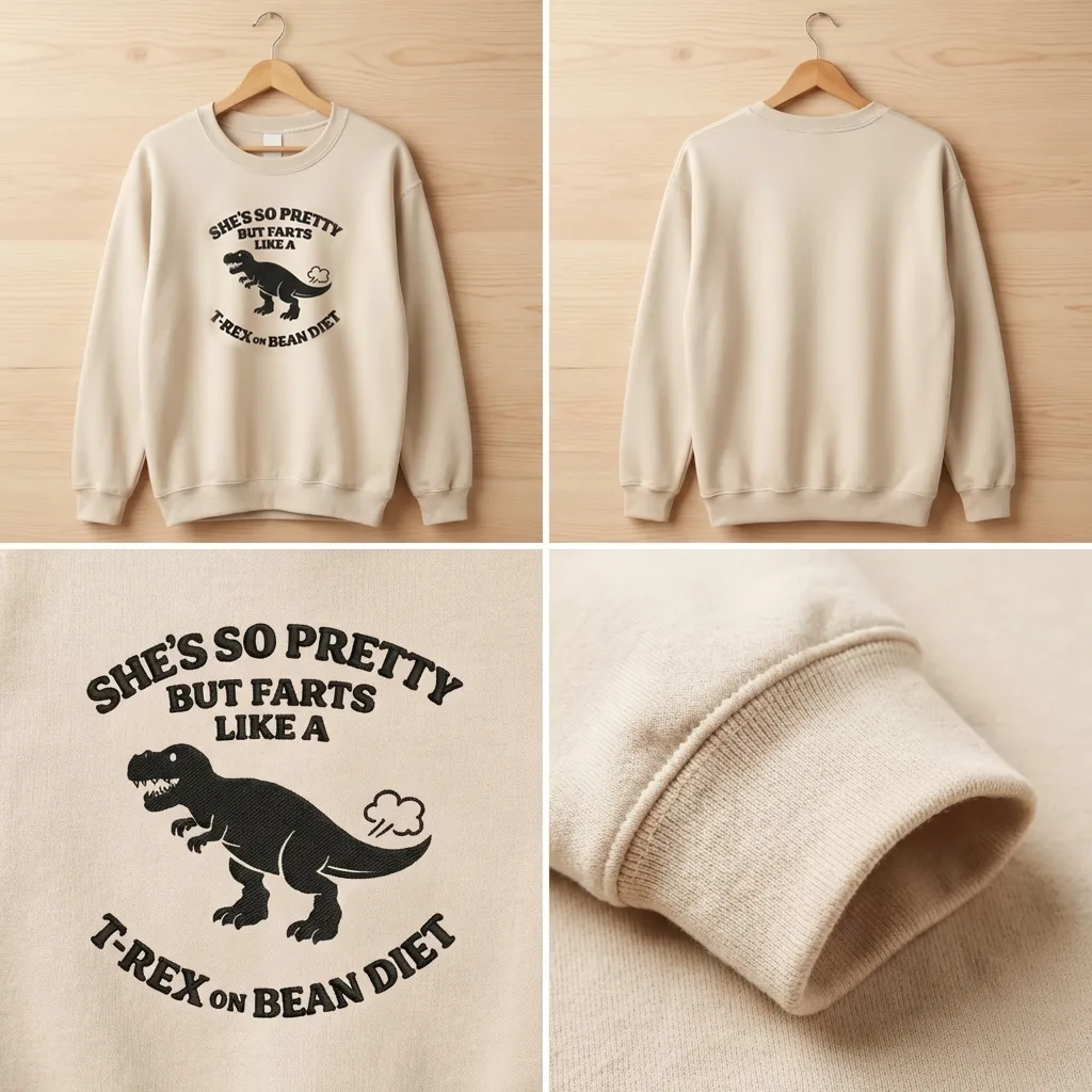 Embroidered She So Pretty Farts Like A T Rex Sweatshirt, Funny