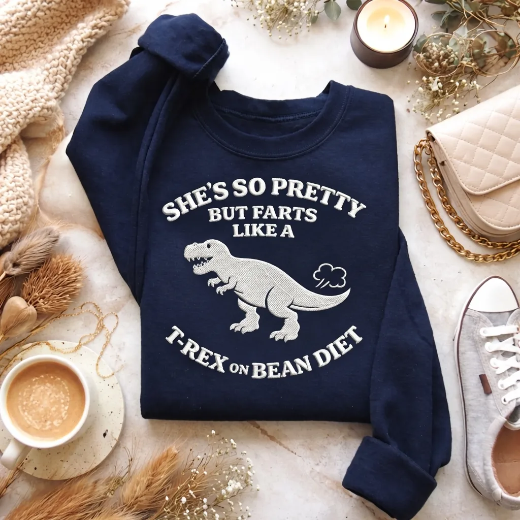 Embroidered She So Pretty Farts Like A T Rex Sweatshirt, Funny