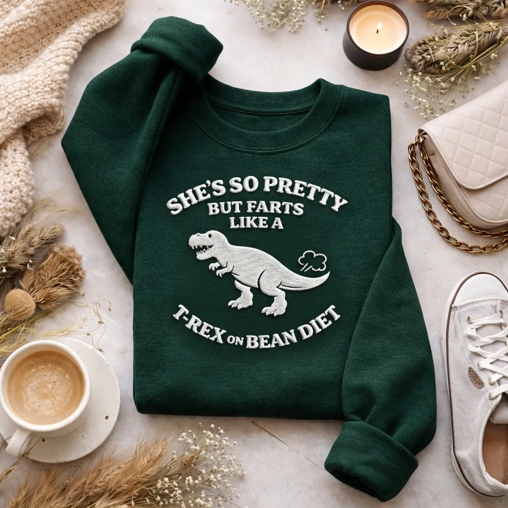Embroidered She So Pretty Farts Like A T Rex Sweatshirt, Funny