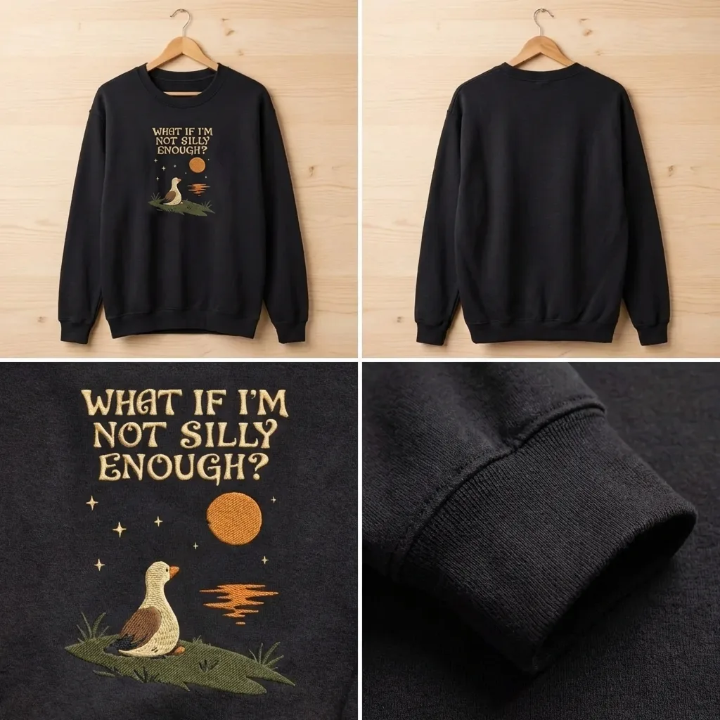 Embroidered Silly Goose Sweatshirt, Funny Meme Goose Crewneck