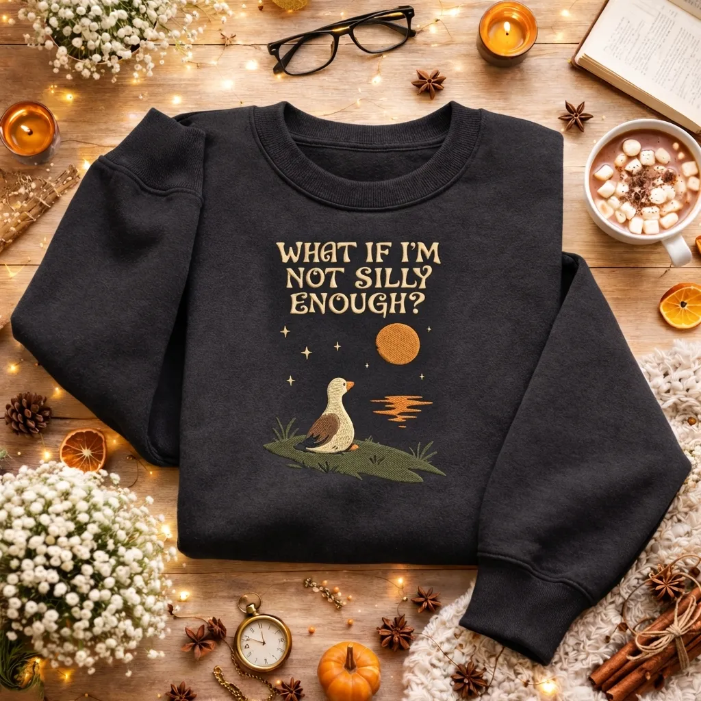 Embroidered Silly Goose Sweatshirt, Funny Meme Goose Crewneck