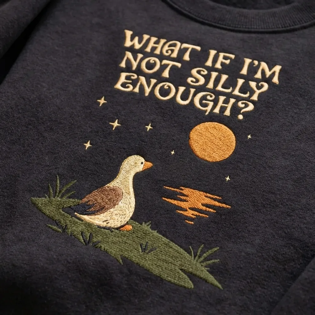 Embroidered Silly Goose Sweatshirt, Funny Meme Goose Crewneck