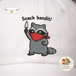 Embroidered Snack Bandit Raccoon Hat, Funny Food Lover Cap