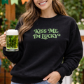 Embroidered St. Patricks Day Sweatshirt, Kiss Me Lucky Top
