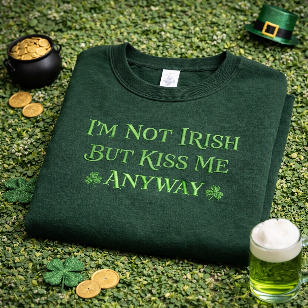 Embroidered St Patricks Day Sweatshirt, Funny Irish Quote Top