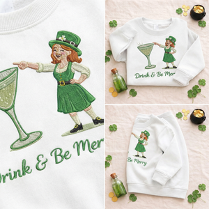 Embroidered St Patricks Day Sweatshirt, Leprechaun Top