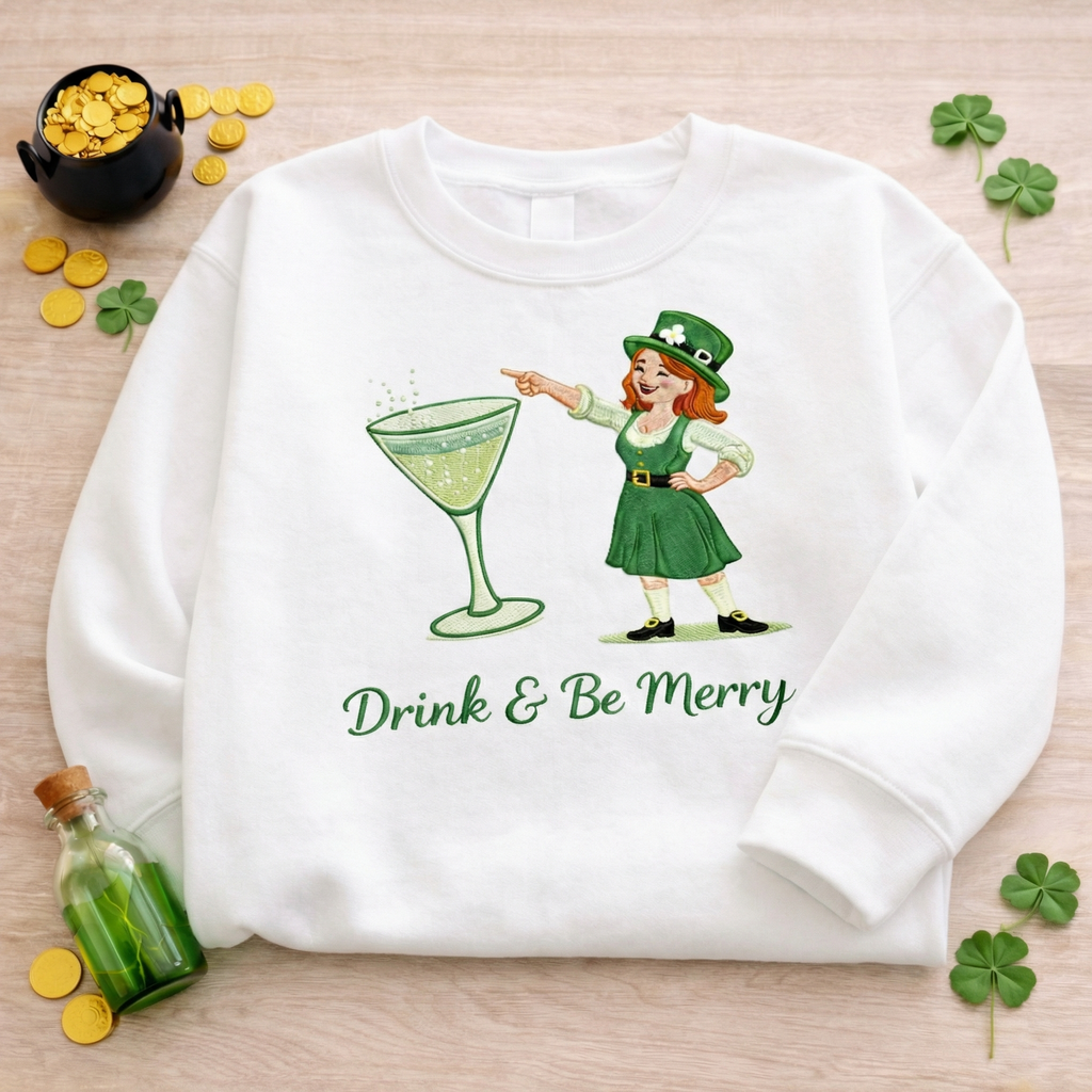 Embroidered St Patricks Day Sweatshirt, Leprechaun Top