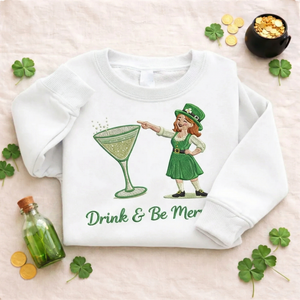 Embroidered St Patricks Day Sweatshirt, Leprechaun Top