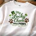 Embroidered St Patricks Sweatshirt, Dog Paw Shamrock Top