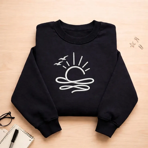 Embroidered Sun Ocean Sweatshirt, Boho Summer Crewneck, Beach Tee Gift