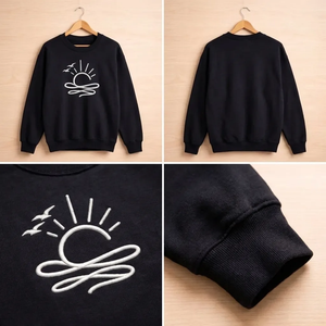 Embroidered Sun Ocean Sweatshirt, Boho Summer Crewneck, Beach Tee Gift
