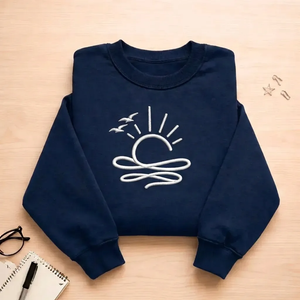 Embroidered Sun Ocean Sweatshirt, Boho Summer Crewneck, Beach Tee Gift