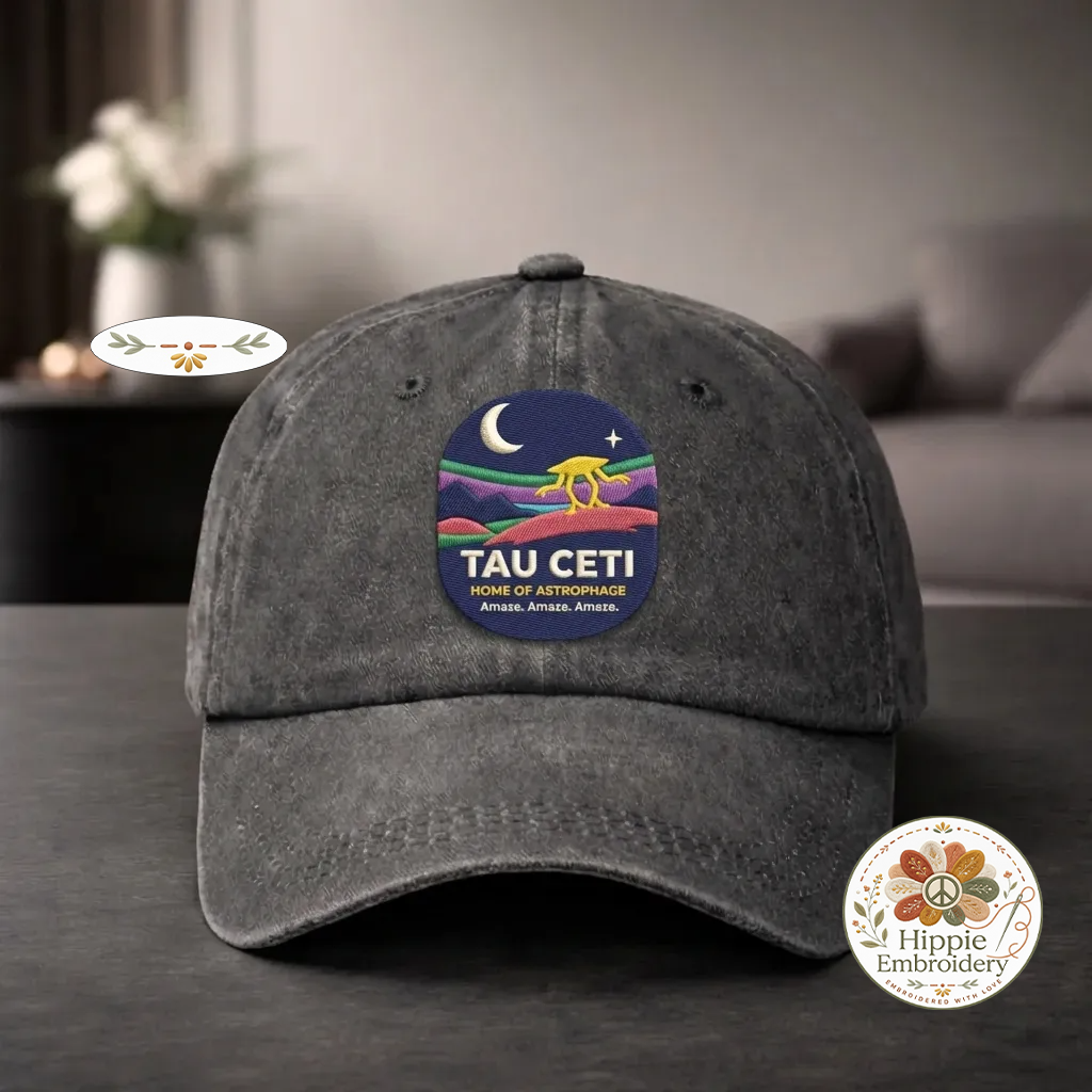 Embroidered Tau Ceti Home of Astrophage Hat, Sci-Fi Cap