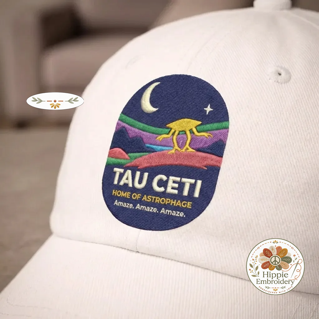 Embroidered Tau Ceti Home of Astrophage Hat, Sci-Fi Cap
