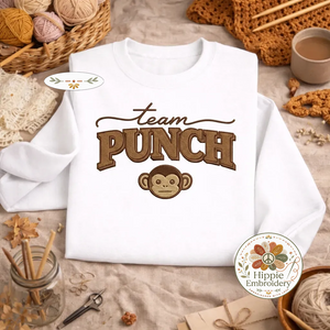 Embroidered Team Punch Baby Monkey Sweatshirt, Retro Top